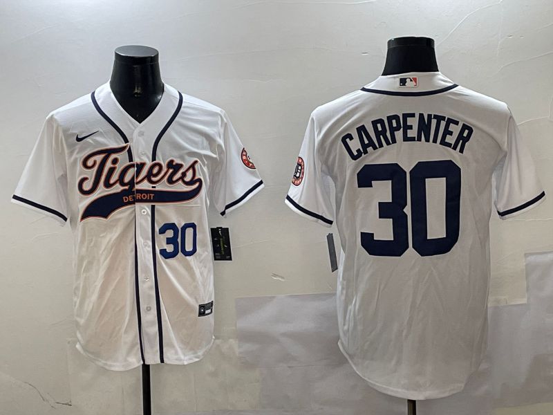 Men Detroit Tigers #30 Carpenter White Jointly Name 2025 Nike MLB Jersey style 2->detroit tigers->MLB Jersey